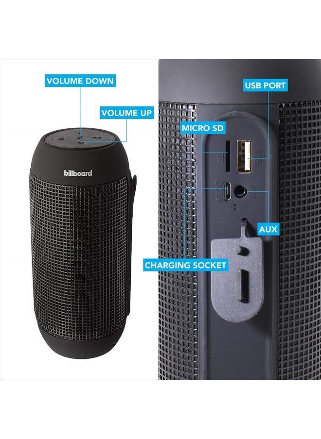billboard - BB742 IPX5 Water-Resistant Bluetooth Wireless Speaker With Enhanced Bass, USB & SD Inputs, and Mini Stereo Inputs - Black - Image 1