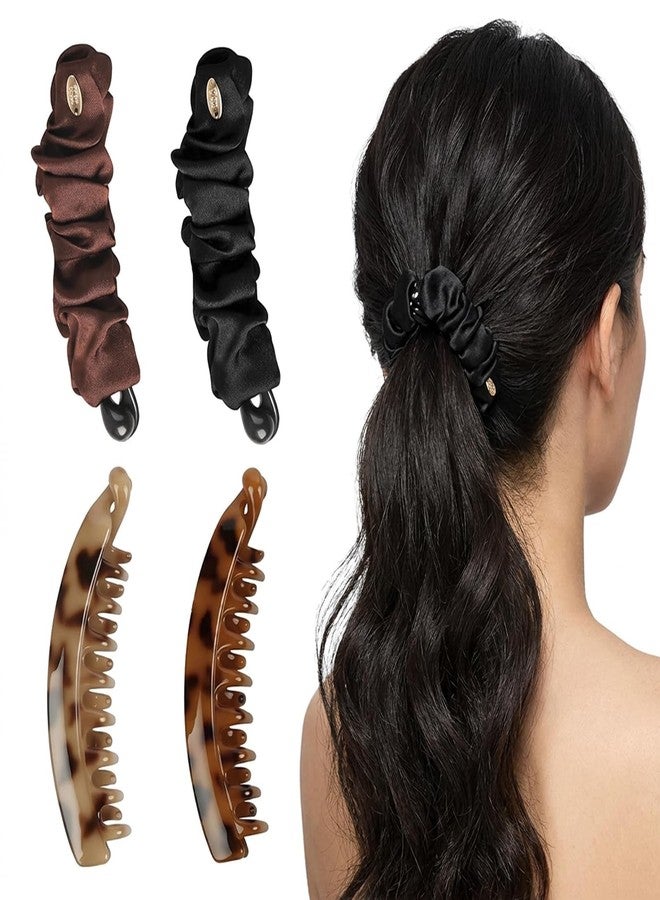NUDFSY أربع مشابك شعر على شكل موزة، مشابك صغيرة للشعر الخفيف، مثالية لأنشطة اليوغا والعناية اليومية بتسريحات الشعر، إكسسوارات شعر عملية للمحترفين المشغولين. - Image 1