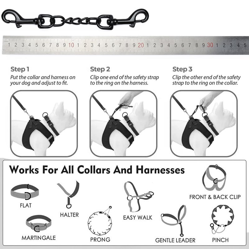 DEYACE Metal Dog Collar Safety Clip, 2 Pack Heavy-Duty Backup for Prong Collar, Dog Harness Collar Connector 8inch - Image 2