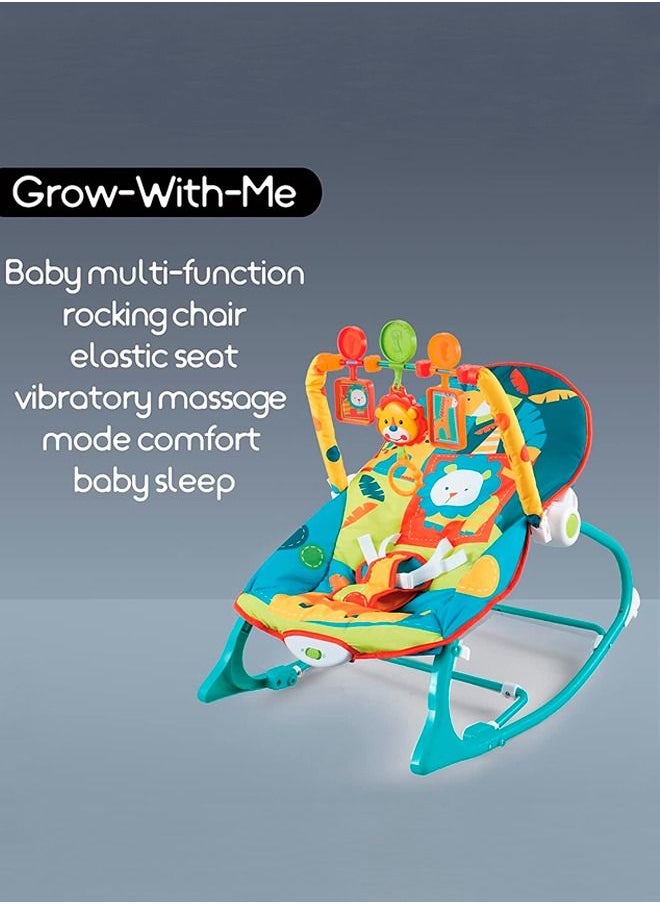 BAYBEE - Nora Baby Bouncer And Rocker Chair With Soothing Vibrations Multi Position Recline 3 Point Safety Belt Removable Toys For 0 To 2 Years Boys Girls Green - Image 1