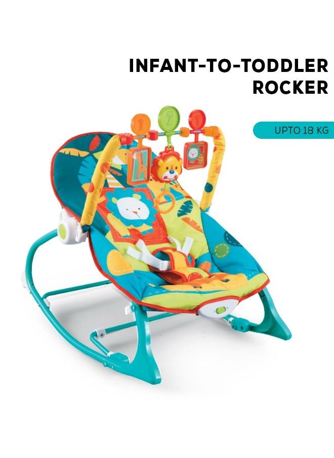 BAYBEE - Nora Baby Bouncer And Rocker Chair With Soothing Vibrations Multi Position Recline 3 Point Safety Belt Removable Toys For 0 To 2 Years Boys Girls Green - Image 1