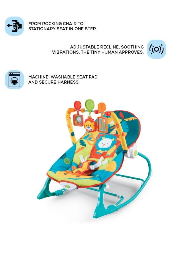 BAYBEE - Nora Baby Bouncer And Rocker Chair With Soothing Vibrations Multi Position Recline 3 Point Safety Belt Removable Toys For 0 To 2 Years Boys Girls Green - Image 1