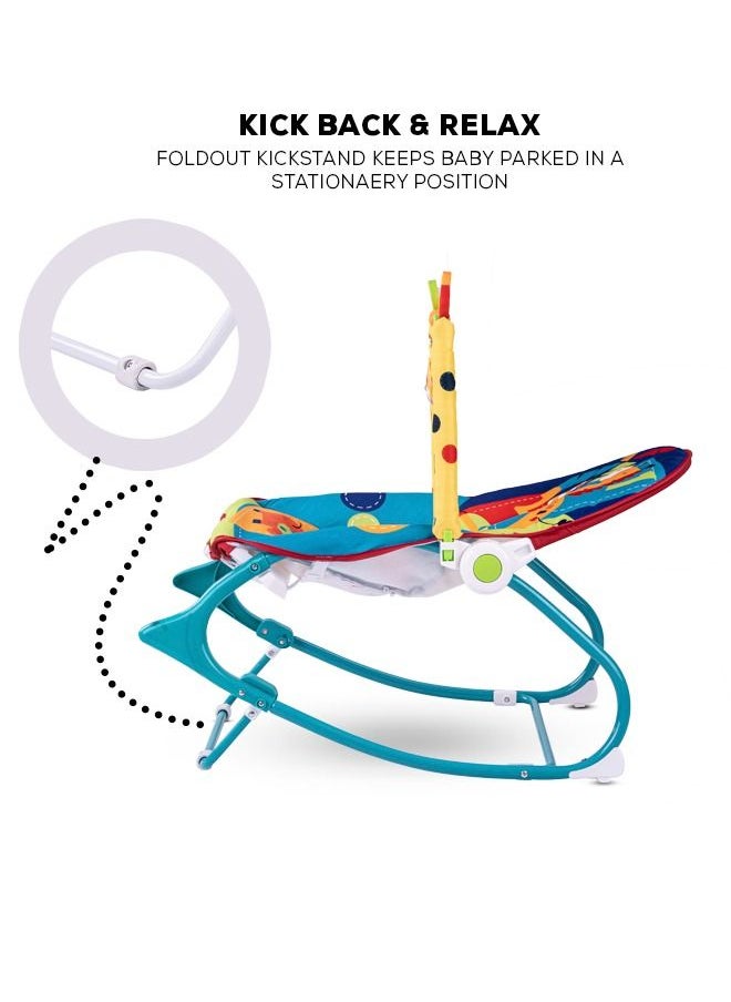 BAYBEE - Nora Baby Bouncer And Rocker Chair With Soothing Vibrations Multi Position Recline 3 Point Safety Belt Removable Toys For 0 To 2 Years Boys Girls Green - Image 1