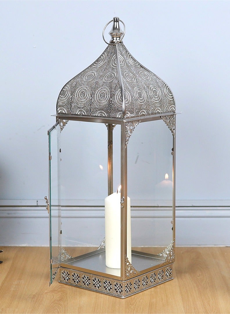 AL Hadaya Mall Elegant Hanging Ramadan Lantern – Silver Decorative Candle Lantern – 70×22×22 cm - Image 2