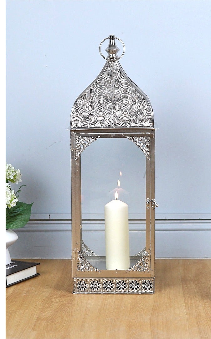 AL Hadaya Mall Elegant Hanging Ramadan Lantern – Silver Decorative Candle Lantern – 70×22×22 cm - Image 3