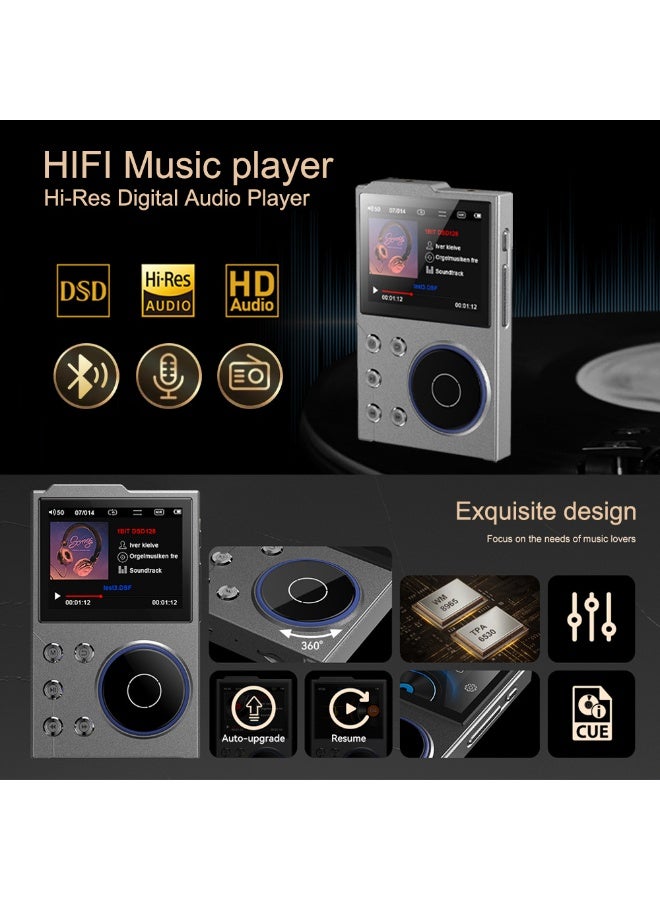 HiFi MP3 Player with Bluetooth5.3, 2.4in HD Screen, High Resolution Lossless Sound Digital Audio Music Player, 1500mAh Portable Audio Player with ALPS Scroll Control, for Sports  - Image 3