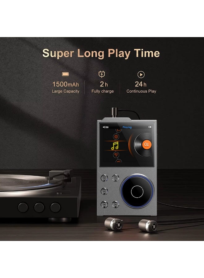 HiFi MP3 Player with Bluetooth5.3, 2.4in HD Screen, High Resolution Lossless Sound Digital Audio Music Player, 1500mAh Portable Audio Player with ALPS Scroll Control, for Sports  - Image 5