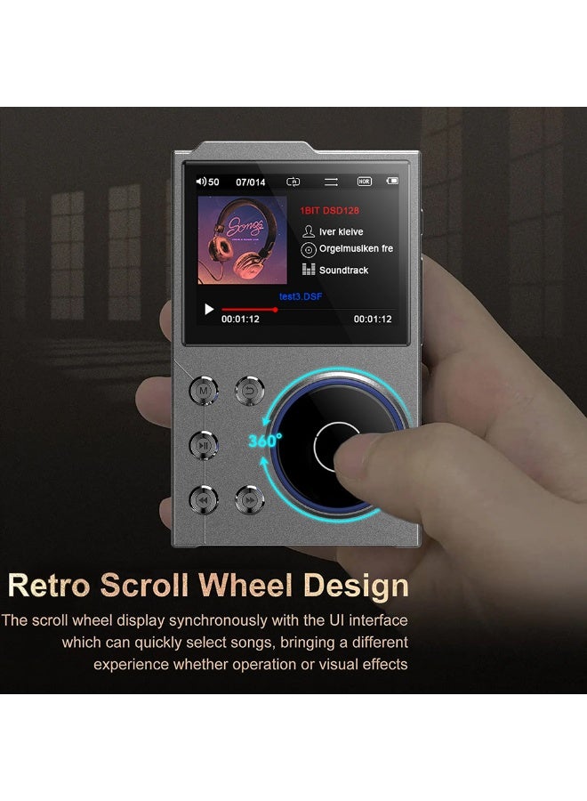 HiFi MP3 Player with Bluetooth5.3, 2.4in HD Screen, High Resolution Lossless Sound Digital Audio Music Player, 1500mAh Portable Audio Player with ALPS Scroll Control, for Sports  - Image 4