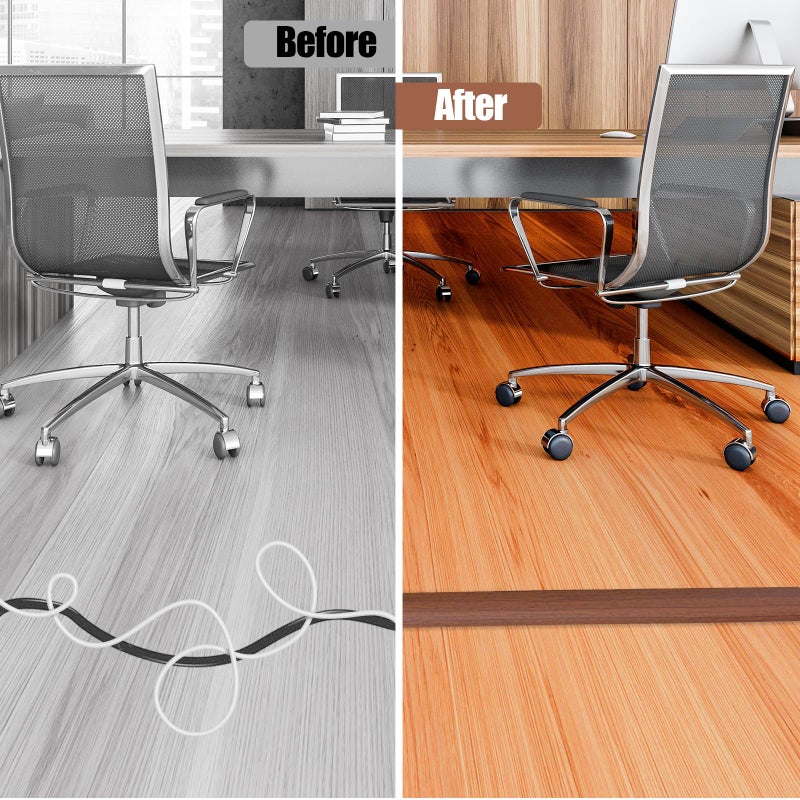 DBHXXMB-HH Floor Cord Cover Self Adhesive Cord Hider,10FT Cable Management, Extension Strip Protector for Wires, Prevent Cable Trips for Offices, Gyms, Exhibitions Cavity:0.39"(W) x 0.27"(H) Wood Red Teak - Image 5