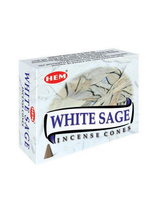 HEM مخروط الميرمية البيضاء، مخروط طبيعي 100% لتعطير الغرف، التأمل، العبادة، التطهير | وقت الاحتراق: 20-25 دقيقة | 120 مخروط