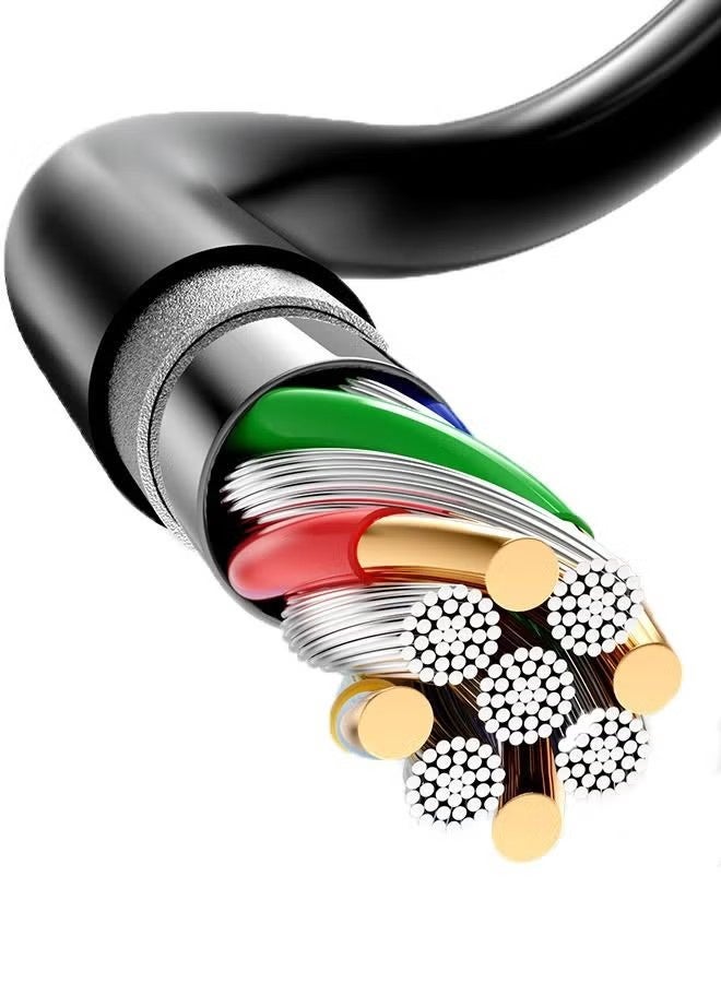 واي جيه 66W 3 بوصة كابل شاحن سريع متعدد الوظائف، كابل بيانات زنبرك قابل للسحب، محول سلك كابل مزود بمنفذ برق/من النوع C/(أسود) - Image 4