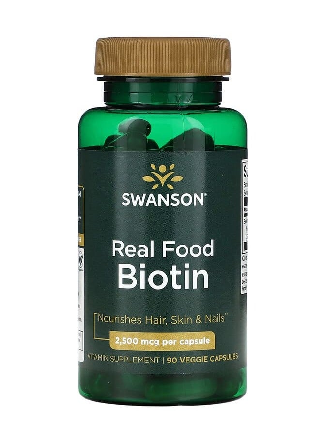 Real Food Biotin 2,500 mcg 90 Veggie Capsules