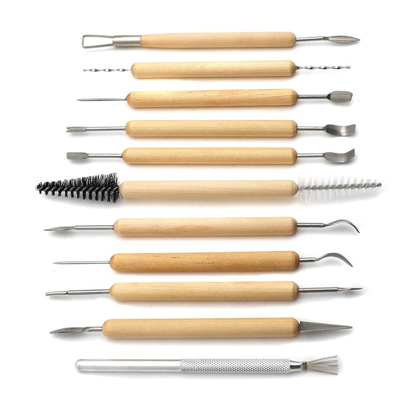 Wishbone 15Pcs Pottery Tools Professional Clay Sculpture molding Carving Wooden Metal for Pottery Modeling