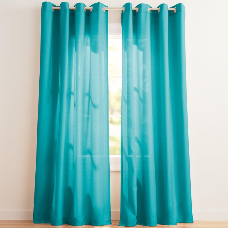 Exclusive Home Exclusive Home Loha Linen Grommet Top Curtain Panel Pair 100 Polyester 54x84 Blue Teal 