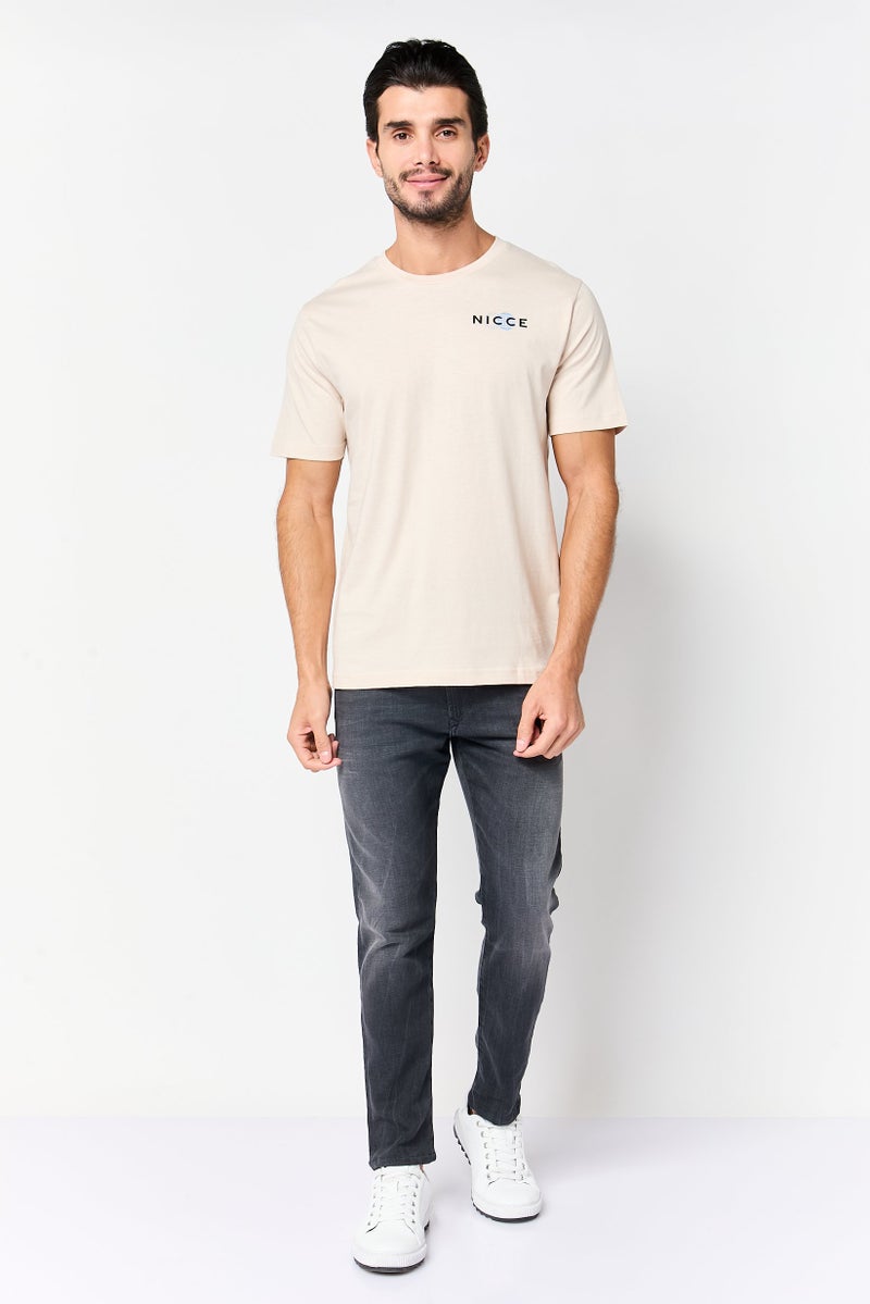Nicce Men Crew Neck Short Sleeve Graphic Print T-Shirt, Beige - Image 2