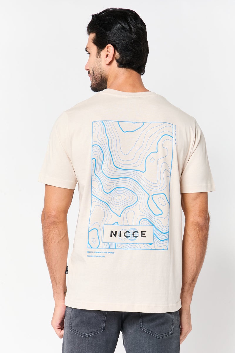 Nicce Men Crew Neck Short Sleeve Graphic Print T-Shirt, Beige - Image 4