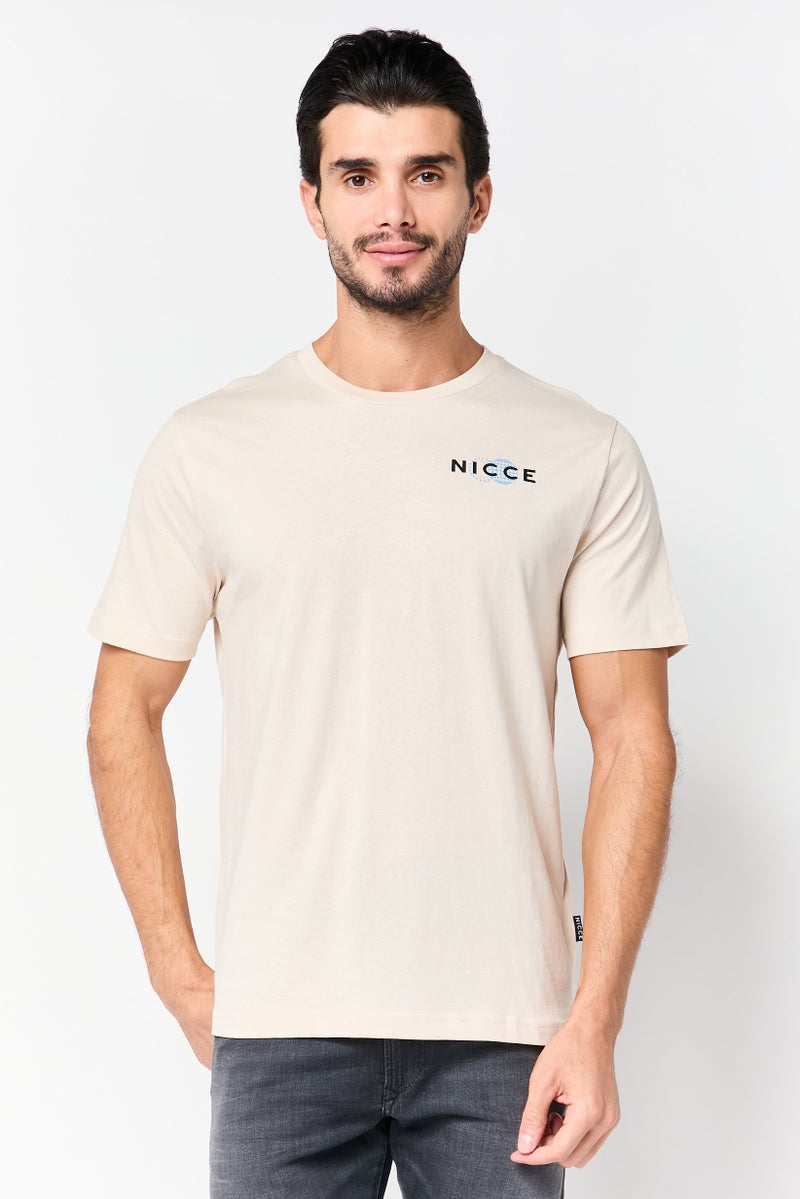 Nicce Men Crew Neck Short Sleeve Graphic Print T-Shirt, Beige - Image 1