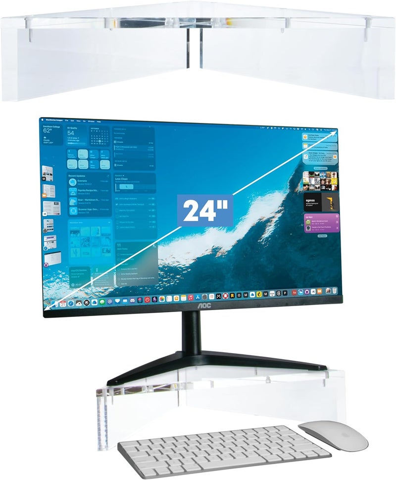 Mammoth DuraClear Acrylic Corner Monitor Stand for Desk Corners - 3.5" Elevation, Triangle Stand with Triangular Base - Image 1