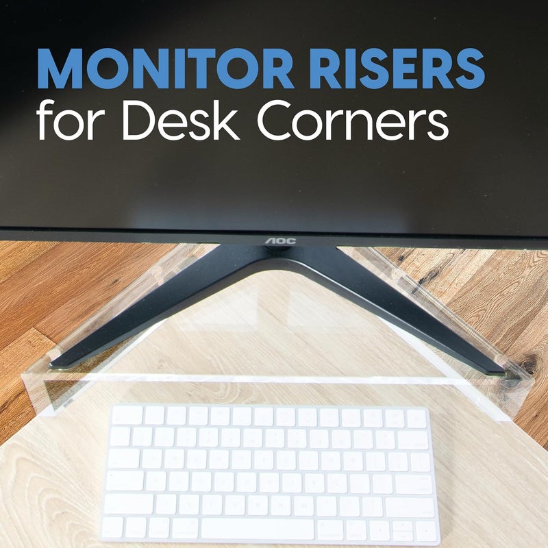Mammoth DuraClear Acrylic Corner Monitor Stand for Desk Corners - 3.5" Elevation, Triangle Stand with Triangular Base - Image 2