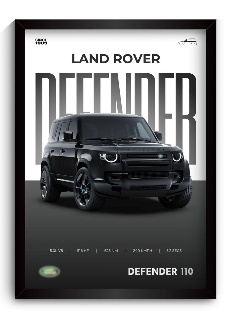 Funk You Store Defender Poster | Framed Land Rover Defender A4 Sized (31 x 23 cm) | Supercar Frames for Wall, Gift for Boys | Car Frames for Wall, Bedroom, Hostel, Study Room, Dorm (F_002) - Image 1