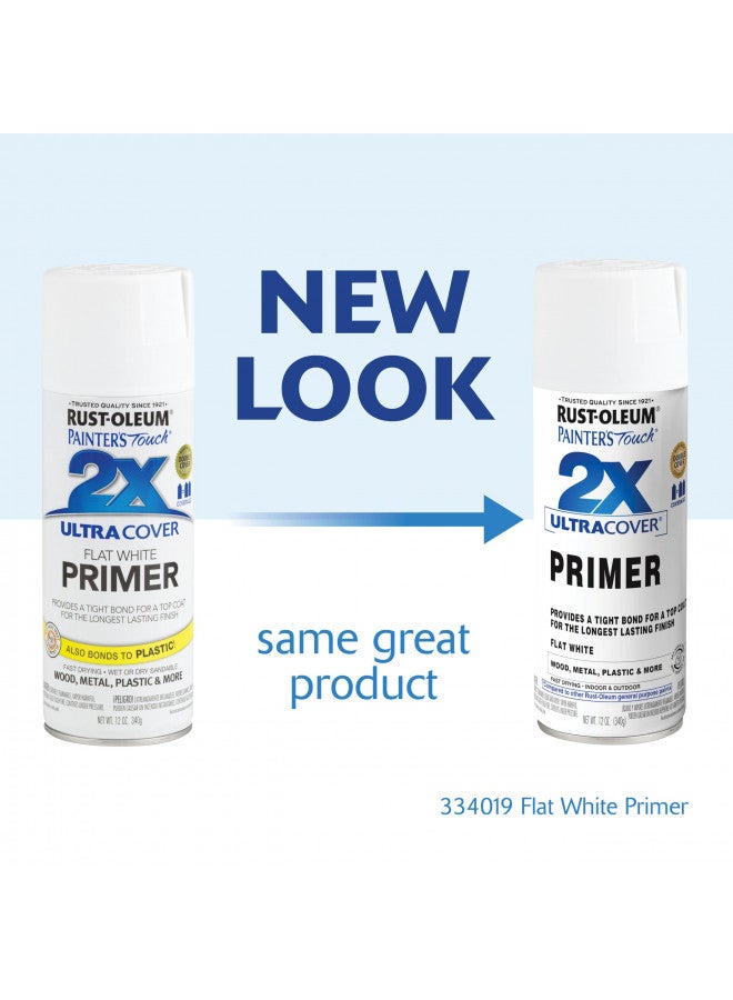 RUST-OLEUM Rust-Oleum 249058-6 PK Painter's Touch 2X Ultra Cover, Flat White Primer, 12 Ounce (Pack of 6)  - Image 1