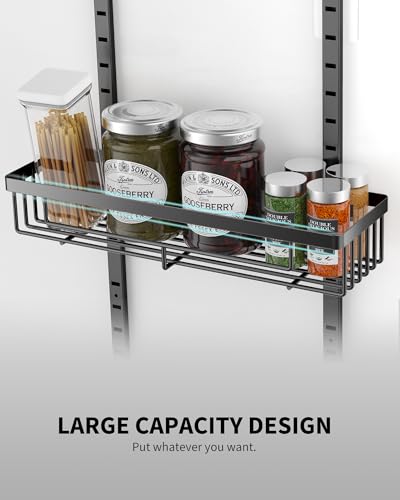 Moforoco منظم مخزن 9 طبقات فوق الباب من موفوروكو، تنظيم وتخزين المخزن، رف توابل معلق أسود، رفوف توابل، المنزل والمطبخ - Image 3