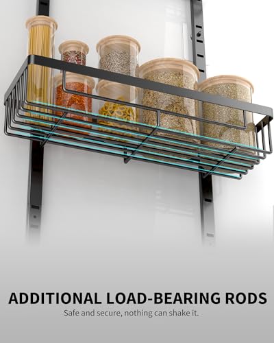 Moforoco منظم مخزن 9 طبقات فوق الباب من موفوروكو، تنظيم وتخزين المخزن، رف توابل معلق أسود، رفوف توابل، المنزل والمطبخ - Image 4