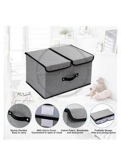 Large Foldable Rectangular Stackable Storage Bins/Closet Organizer with Handle Divider, Double Lids (Grey, Oxford Fabric) - pzsku/Z145E3E7A04DF5172EABBZ/45/_/1697706414/4634fd03-aa1c-418c-b675-ea1cb004be17