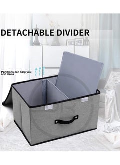 Large Foldable Rectangular Stackable Storage Bins/Closet Organizer with Handle Divider, Double Lids (Grey, Oxford Fabric) - pzsku/Z145E3E7A04DF5172EABBZ/45/_/1697706483/d6a7c572-82b8-491d-8058-9b6241b17b43