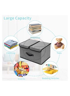 Large Foldable Rectangular Stackable Storage Bins/Closet Organizer with Handle Divider, Double Lids (Grey, Oxford Fabric) - pzsku/Z145E3E7A04DF5172EABBZ/45/_/1697706559/c58758d9-7b8b-42b3-9697-c467c92cdbb6