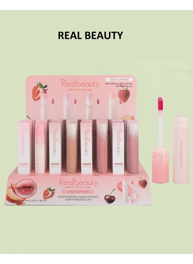 ريال بيوتي جديد ٤ قطع تنت شفاة بالوان مختلفة تدوم طويلا بتركيبة خفيفة الوزن