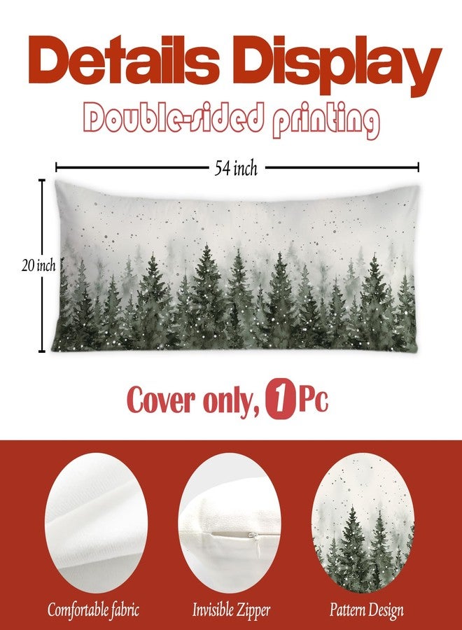 PIUD Rustic Winter Pine Tree Forest 20x54 Body Pillow Cover, Farmhouse Christmas Decor, Rustic Green Snowy Christmas Tree Holiday Decorative Long Body Pillow Cases for Bed Couch - Image 2
