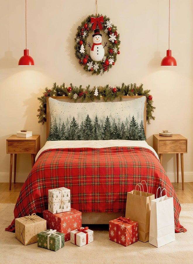PIUD Rustic Winter Pine Tree Forest 20x54 Body Pillow Cover, Farmhouse Christmas Decor, Rustic Green Snowy Christmas Tree Holiday Decorative Long Body Pillow Cases for Bed Couch - Image 5