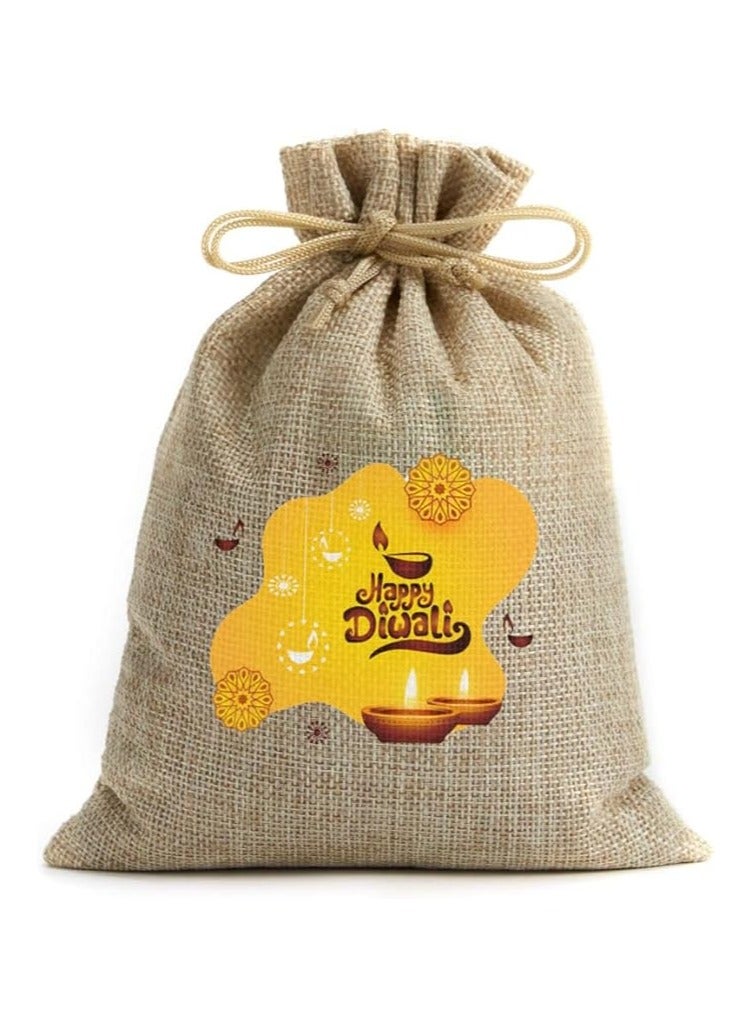 أكياس هدايا ديوالي - مجموعة مكونة من 12 كيس من الجوت - احتفل بعيد الأضواء مع هدايا صديقة للبيئة - Image 1