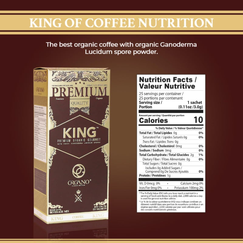 ORGANO King of Coffee, 100% Certified Ganoderma Lucidum (25 Sachets) - Image 3