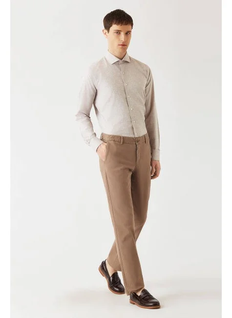 Bisse Men's Regular Fit Long Sleeve Classic Shirt BEIGE GM22K222031_D07