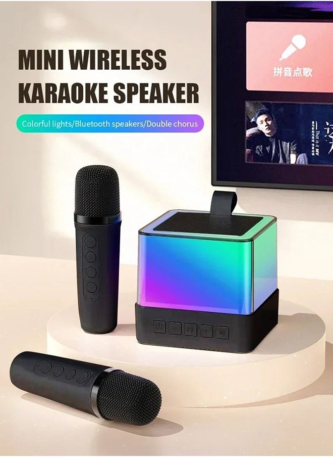 XiuWoo - Portable Karaoke Machine for Kids and Adults Mini Bluetooth Speaker with 2 Wireless Microphone RGB LED Lights for Outdoor Camping Karaoke Gifts for Girls Boys Birthday Family Party - Image 1