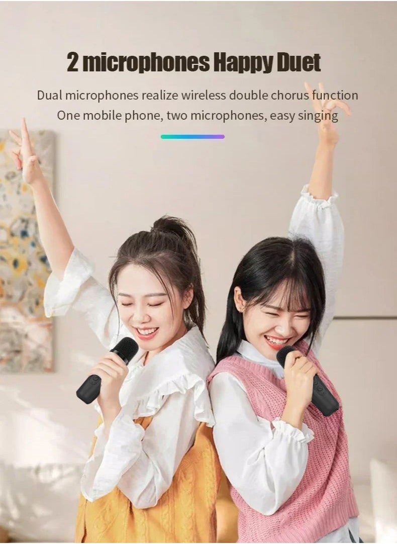 XiuWoo - Portable Karaoke Machine for Kids and Adults Mini Bluetooth Speaker with 2 Wireless Microphone RGB LED Lights for Outdoor Camping Karaoke Gifts for Girls Boys Birthday Family Party - Image 1
