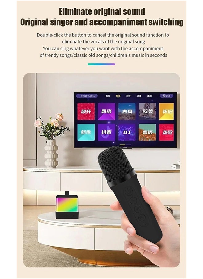 XiuWoo - Portable Karaoke Machine for Kids and Adults Mini Bluetooth Speaker with 2 Wireless Microphone RGB LED Lights for Outdoor Camping Karaoke Gifts for Girls Boys Birthday Family Party - Image 1