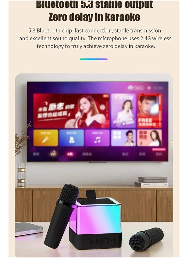 XiuWoo - Portable Karaoke Machine for Kids and Adults Mini Bluetooth Speaker with 2 Wireless Microphone RGB LED Lights for Outdoor Camping Karaoke Gifts for Girls Boys Birthday Family Party - Image 1