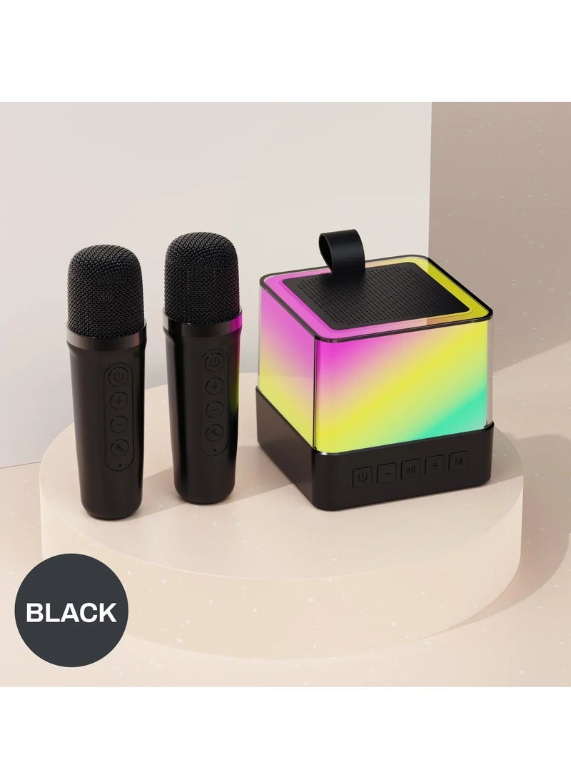 XiuWoo - Portable Karaoke Machine for Kids and Adults Mini Bluetooth Speaker with 2 Wireless Microphone RGB LED Lights for Outdoor Camping Karaoke Gifts for Girls Boys Birthday Family Party - Image 1