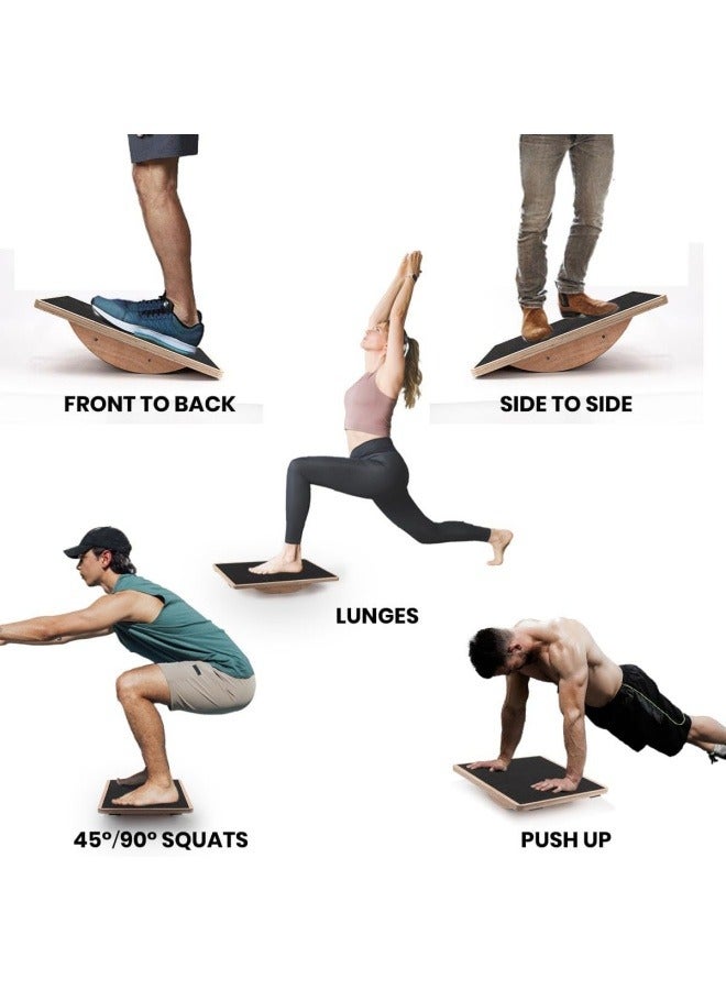 general Wooden square balance board, yoga fitness pedal, round balance training equipment, coordinated adult balance table - Image 2