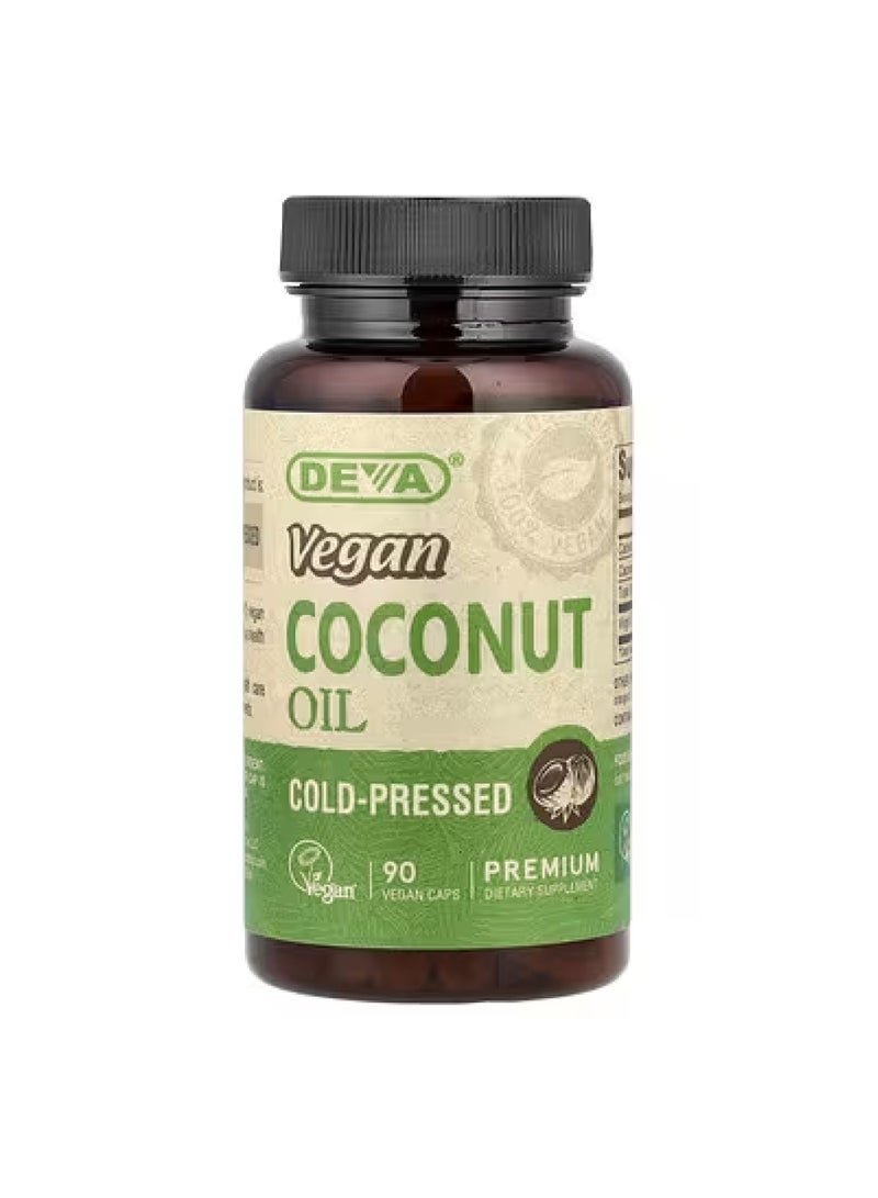 Deva Vegan Coconut Oil, Cold-Pressed, 90 Vegan Caps (500 mg per Capsule)