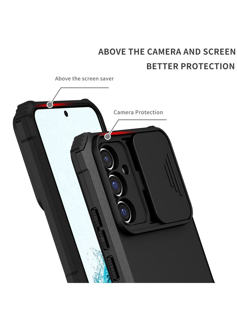 Samsung Galaxy A14 4G/5G Black Mobile Phone Case Cover, Innovative Telescopic Bracket, Sliding Protection Camera Window, Bumper Shockproof Phone Back Cover  - Image 3