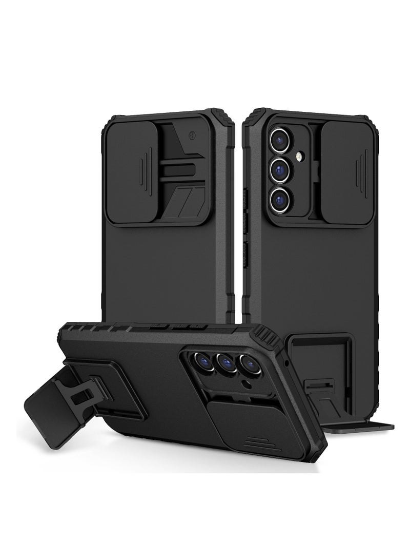 Samsung Galaxy A14 4G/5G Black Mobile Phone Case Cover, Innovative Telescopic Bracket, Sliding Protection Camera Window, Bumper Shockproof Phone Back Cover  - Image 1