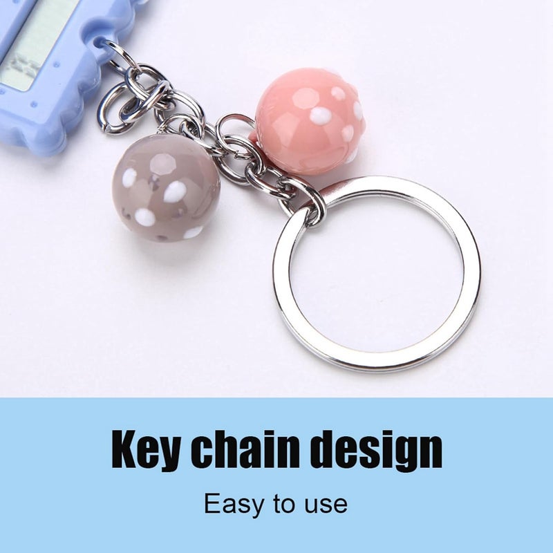 Portable Cute Cookies Key Chain Calculator, Candy Color Pocket Standard Function Calculator 8 Digit Display Keychain Basic Calculation for Travel (Blue) - Image 4