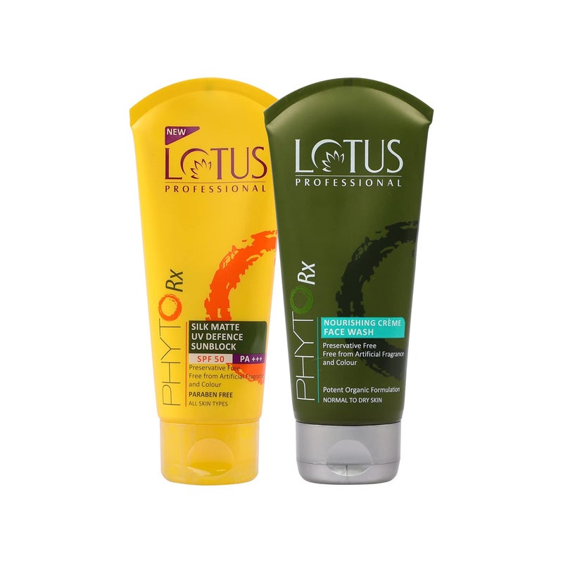 Lotus Professional Lotus Professional Nourish  Protect Combo  PHYTORx Silk Matte SPF 50 75g  PHYTORx Nourishing Cream Facewash 80g  155g  - Image 1