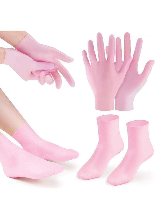 SenRan Silicone Moisturizing Gloves and Socks Set Gel Gloves and Socks Callus Remover Socks Foot Care Socks for Moisturizing Soften Dry Rough and Cracked Hands Feet - Image 1