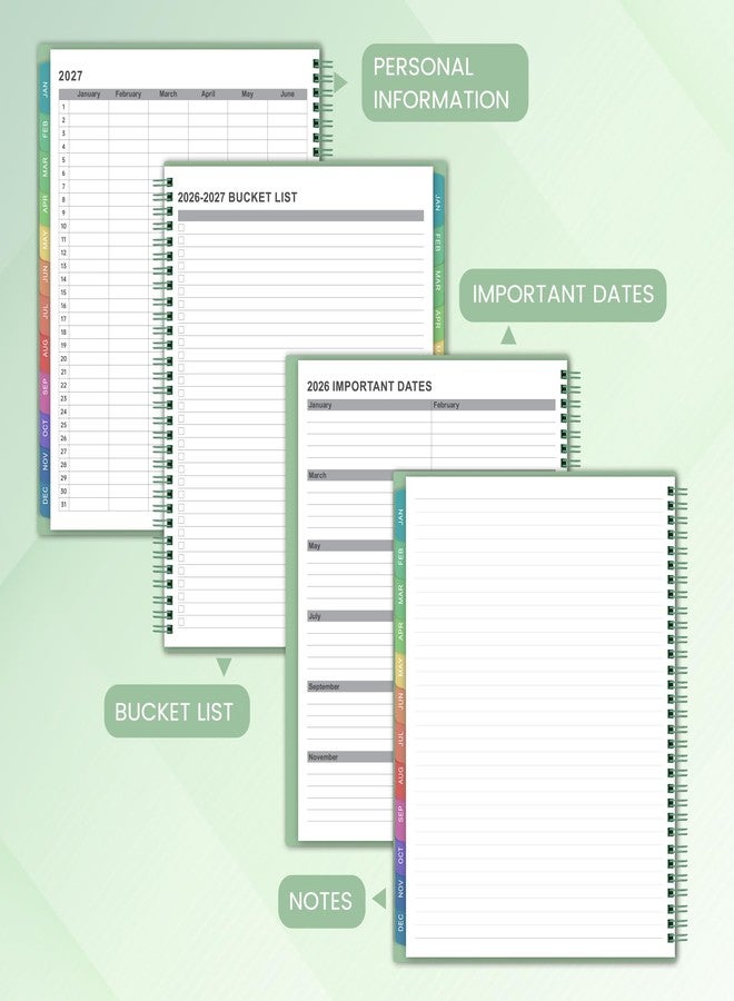 Shoparr 2026-2027 Monthly Planner/Calendar - Academic Planner 2026-2027, JUL 2026- DEC 2027, Planners with Colorful Tabs, Monthly Planners 26-27 for Daily Organizing - Waterproof Cover (8" x10", Note Pages, Green) - Image 4