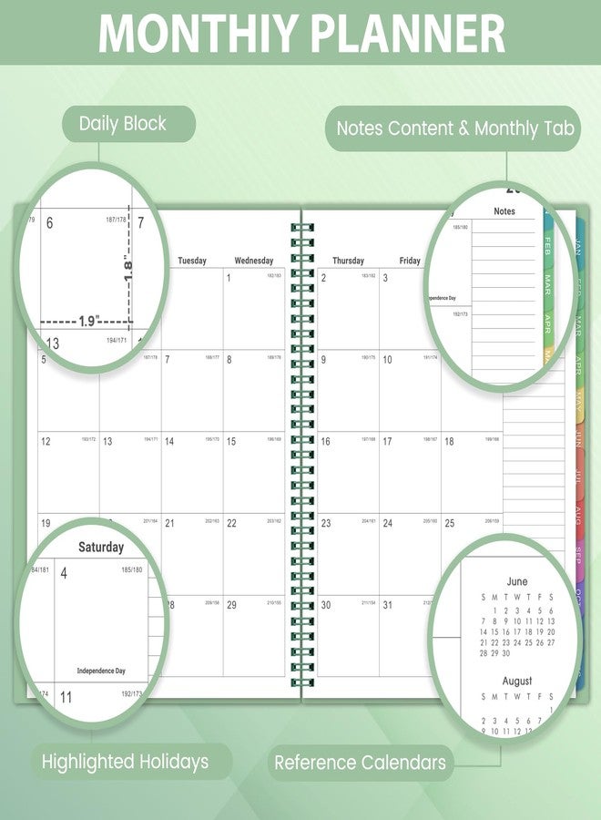 Shoparr 2026-2027 Monthly Planner/Calendar - Academic Planner 2026-2027, JUL 2026- DEC 2027, Planners with Colorful Tabs, Monthly Planners 26-27 for Daily Organizing - Waterproof Cover (8" x10", Note Pages, Green) - Image 3